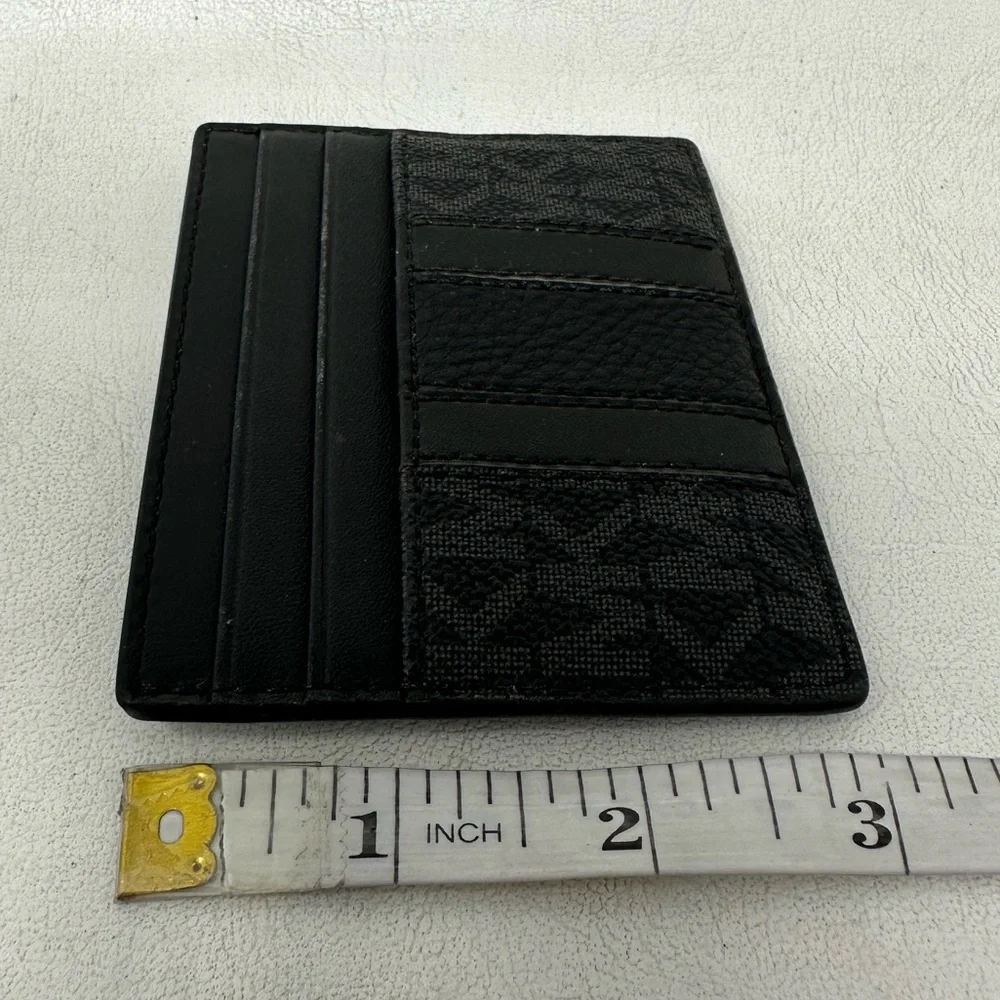 Michael Kors Hudson Logo Stripe Leather Card Case, Men's Size OS - Black
